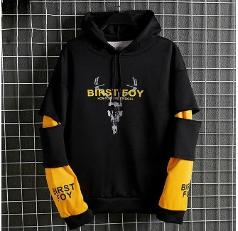 Black and yellow ripped hoodie by Extration